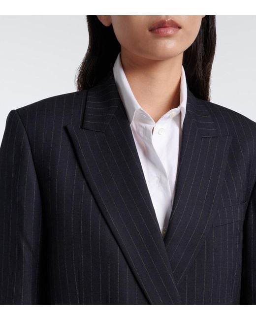 Nili Lotan Blue Leston Pinstriped Wool Blazer