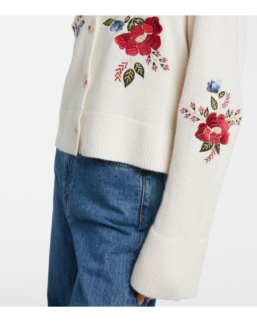 Farm Rio White Bestickter Cardigan Aus Wolle