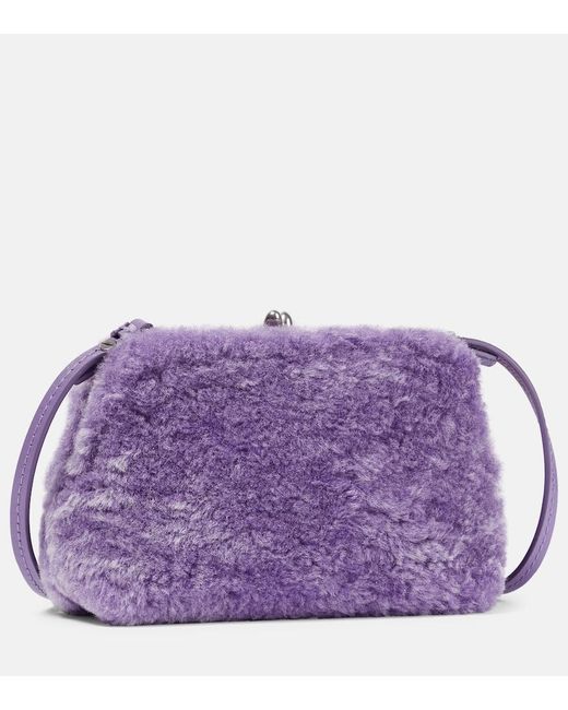 Jil Sander Purple Goji Micro Shearling Shoulder Bag