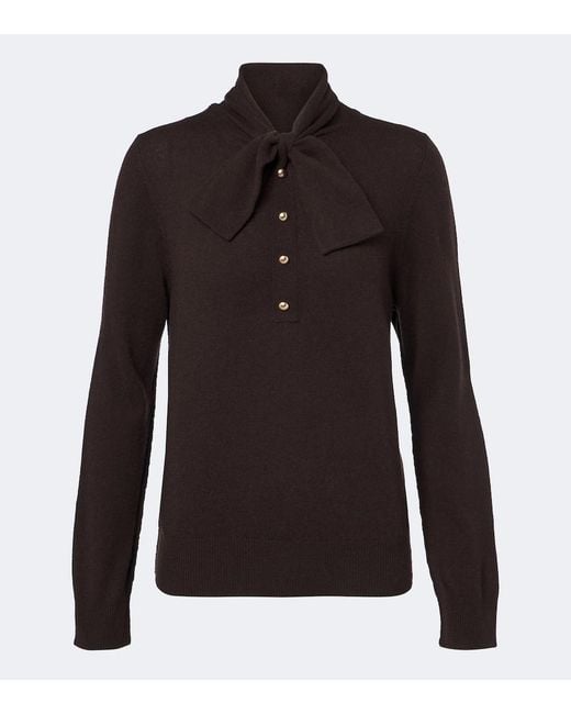 Jardin Des Orangers Black Tie-Neck Wool And Cashmere Sweater