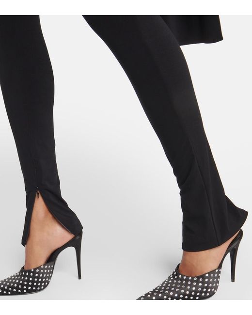 Magda Butrym Black Floral-Applique Jersey Slim Leggings