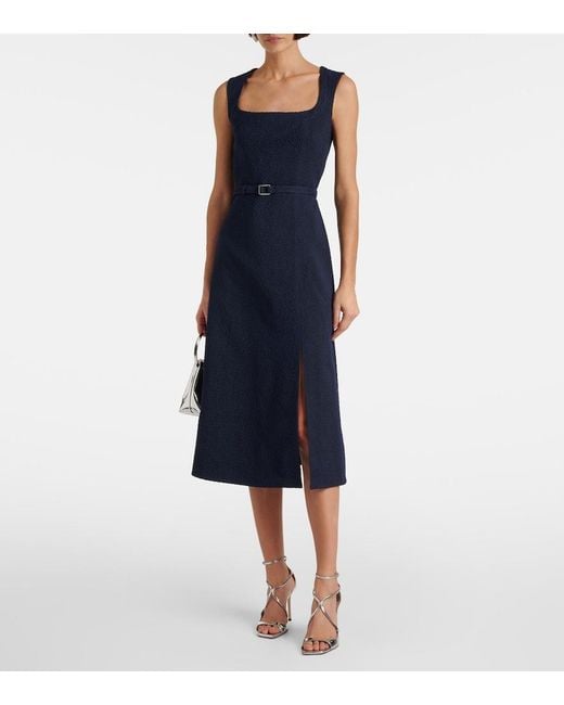 Emilia Wickstead Blue Pinah Cotton-Blend Boucle Midi Dress