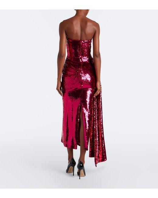 Alex Perry Red Sequined Bustier Dress