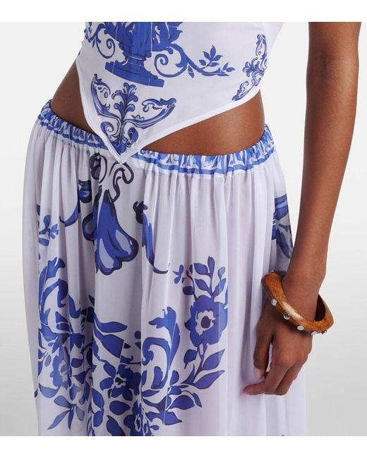 Bananhot Blue Riley Printed Cotton Maxi Dress