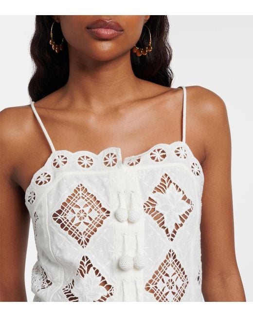 Isabel Marant White Nellsy Cotton And Linen Crop Top