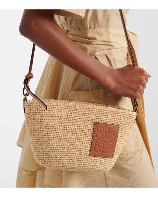 Loewe Multicolor Pochette Bag In Raffia And Calfskin
