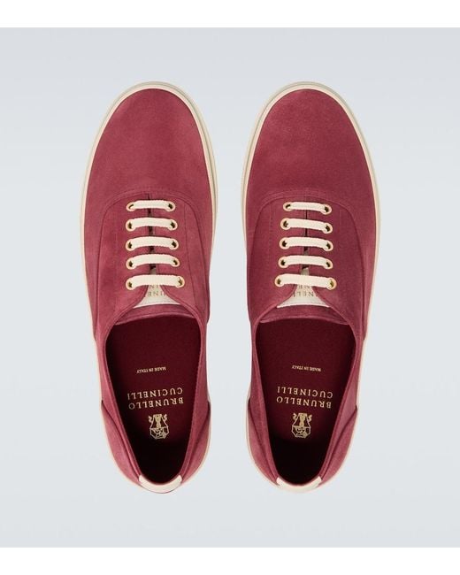 Brunello Cucinelli Red Suede Sneakers for men
