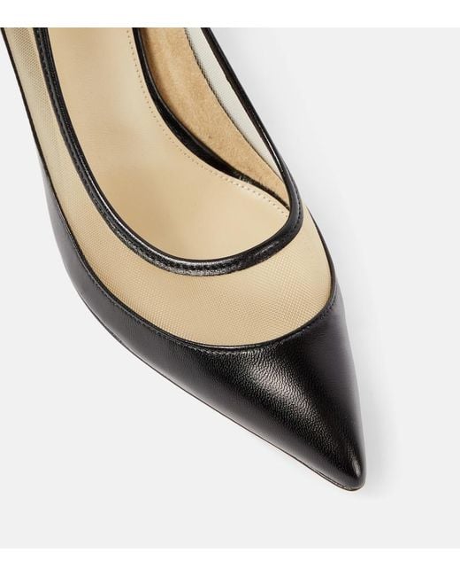 Khaite Brown River Leather And Mesh Pumps