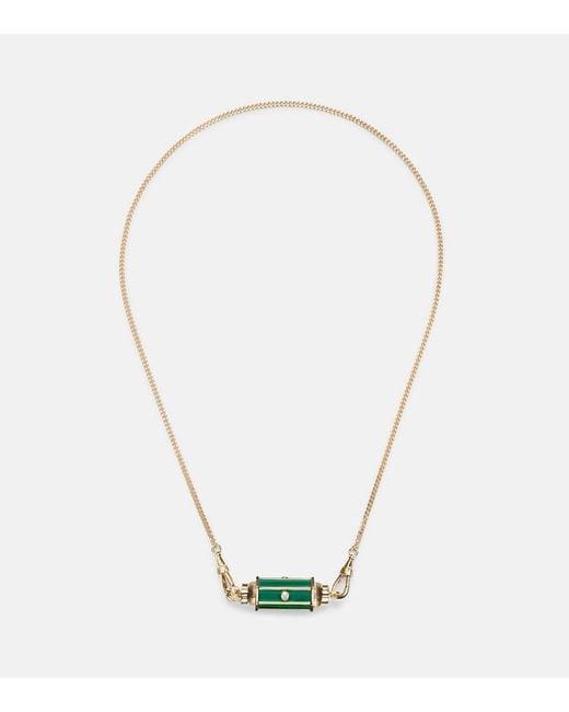 Marie Lichtenberg Metallic Baby Locket 18Kt Pendant Necklace With Malachite And Diamonds