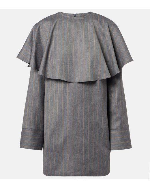 Ganni Gray Stripe Circle Collar Dress