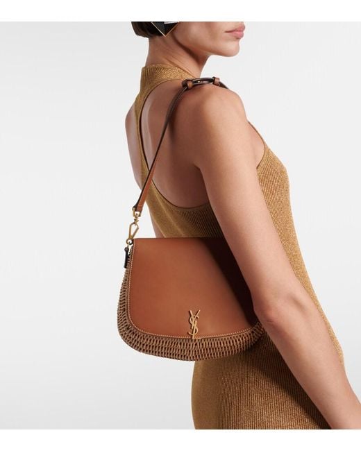 Saint Laurent Brown Voltaire Leather And Wicker Tote Bag