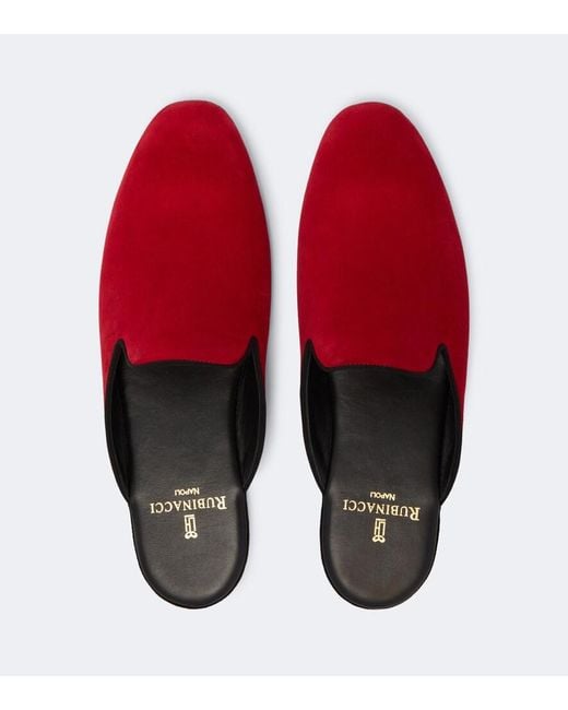 Rubinacci Red Suede Slippers for men