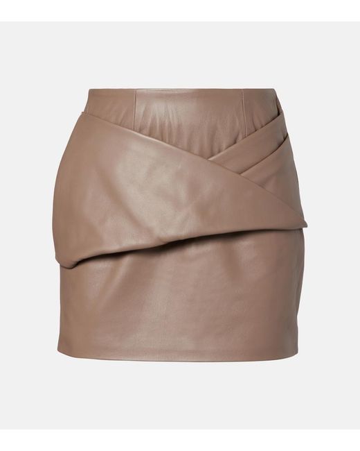 TOVE Natural Liss Pleated Leather Miniskirt