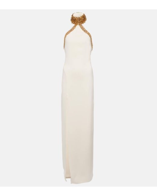 Robe longue en soie melangee a ornements Tom Ford en coloris White