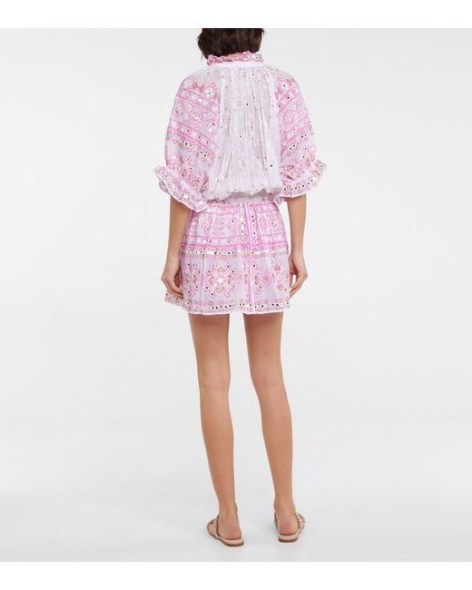 Juliet Dunn Pink Broderie Anglaise Cotton Minidress