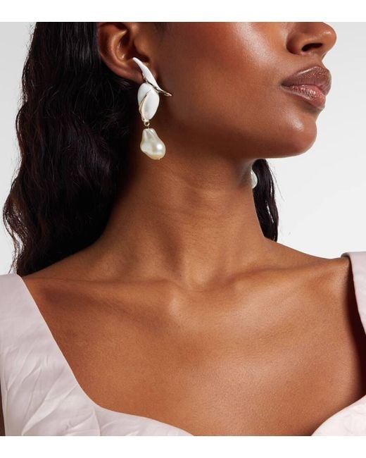 Orecchini Pendenti Con Perle di Erdem in White