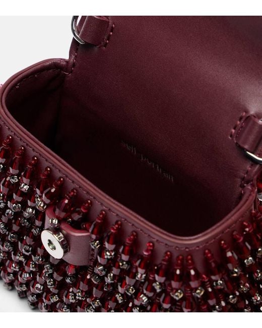 Self-Portrait Red Bow Micro Beaded Leather Tote Bag