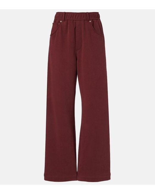 Brunello Cucinelli Red Cotton Jersey Sweatpants