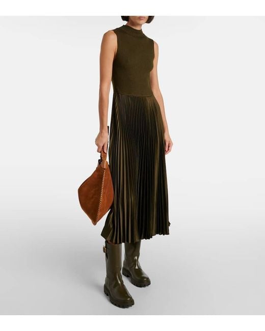 Abito Midi A Collo Alto di Polo Ralph Lauren in Green