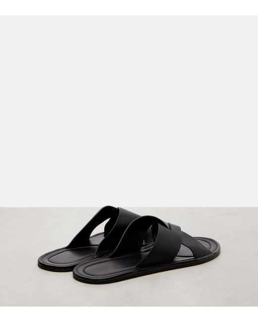 The Row Black Malick Cross Leather Sandals