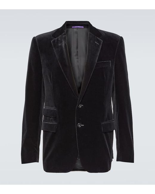 Ralph Lauren Purple Label Black Cotton Velvet Suit Jacket for men