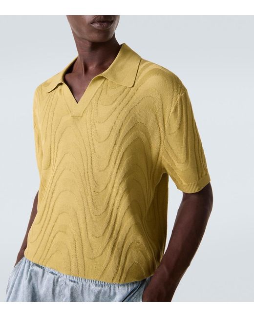Frescobol Carioca Yellow Rino Cotton And Silk Jacquard Polo Shirt for men