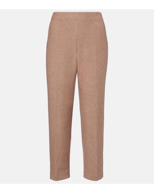 Loro Piana Natural Rose Island Cashmere And Linen Cropped Pants