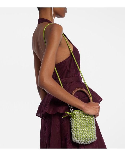 Self-Portrait Green Chandelier Mini Embellished Top-Handle Bag
