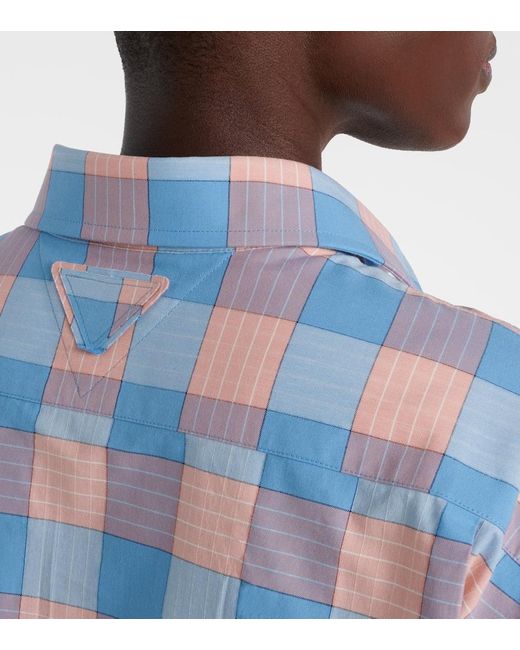 Chemise En Coton A Carreaux Prada en coloris Blue