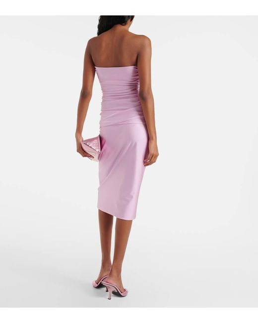 Sportmax Pink Strapless Jersey Midi Dress