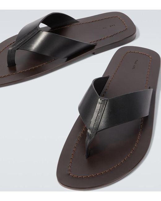 The Row Brown Dan Leather Thong Sandals for men