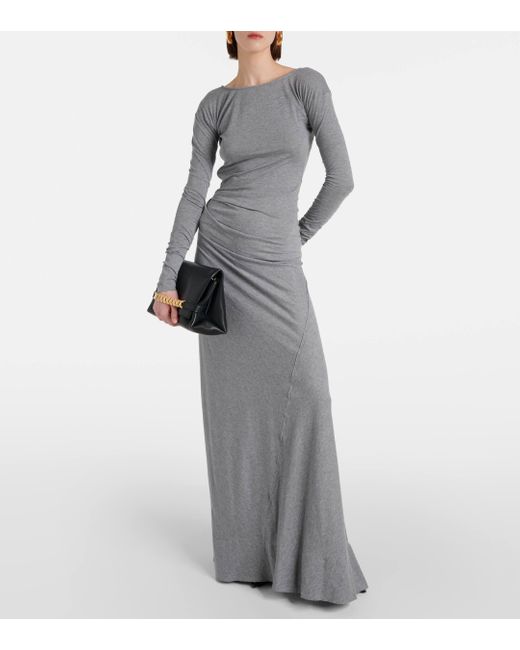 Robe longue en coton Victoria Beckham en coloris Gray