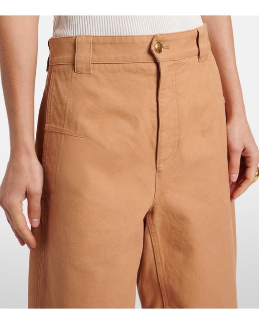 Chloé Brown Cropped Barrel-Leg Pants