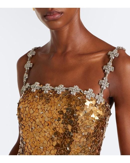 Rachel Gilbert Metallic Karter Sequined Cocktail Dress