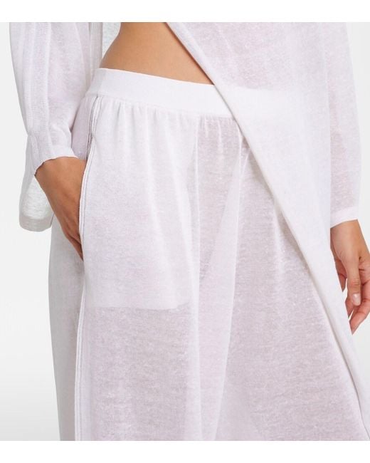 Alaïa White Linen And Silk Wide-Leg Pants