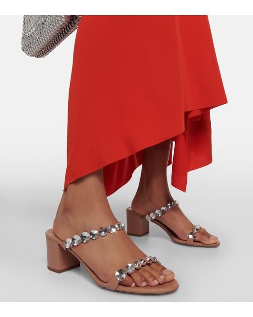 Aquazzura Pink Tequila Embellished Leather Sandals