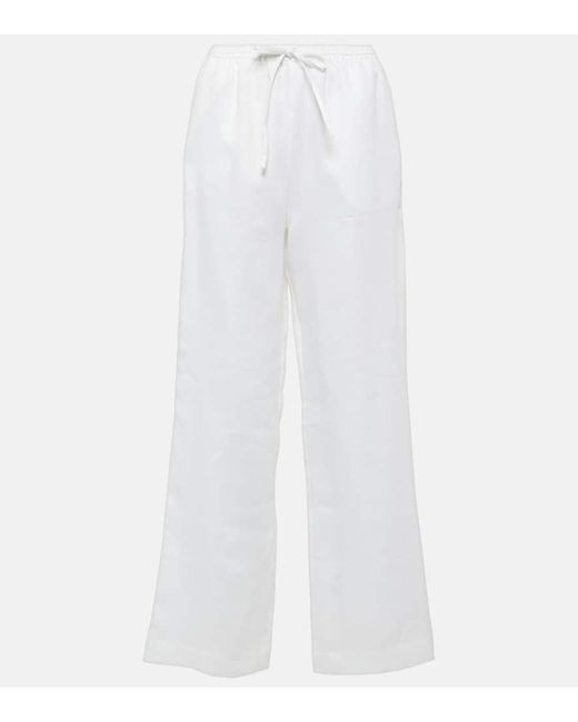 Pantalones rectos Aurelia de lino Asceno de color White
