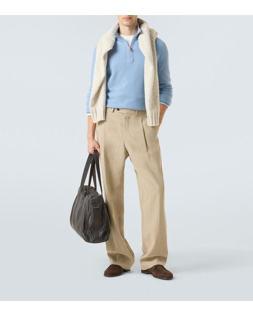 Zegna Blue Cashmere Mockneck Sweater for men