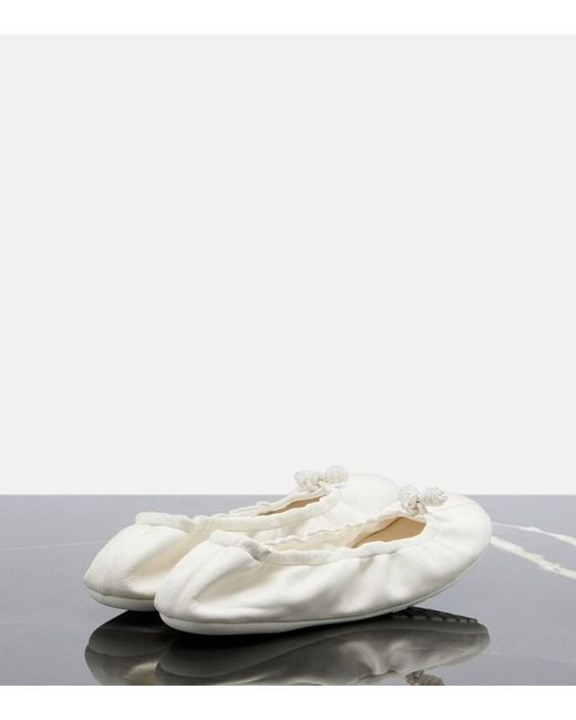 Bottega Veneta White Fantasmina Knot Leather Ballet Flats