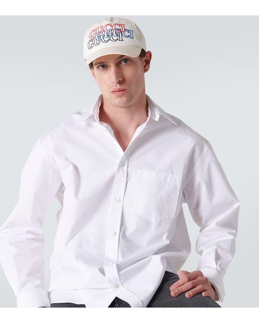Gucci Bestickte Baseballcap aus Baumwolle in White für Herren
