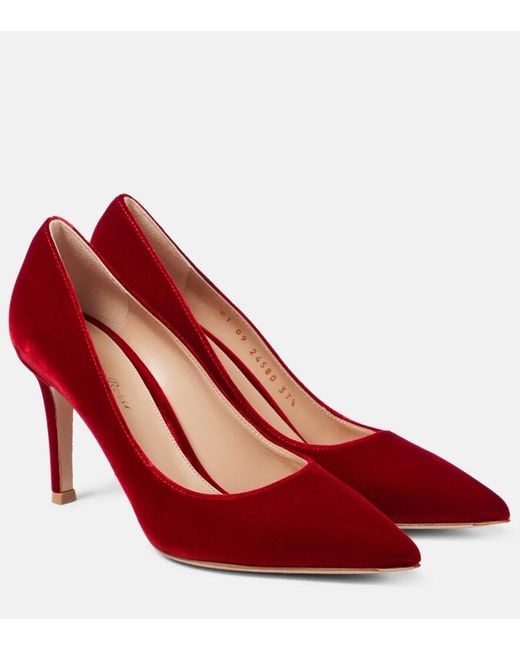 Gianvito Rossi Red Gianvito 85 Velvet Pumps