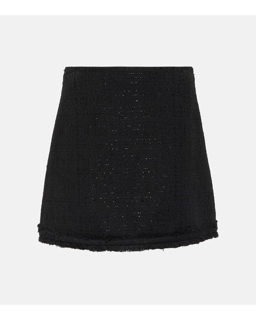 Versace Black Embellished Tweed Miniskirt