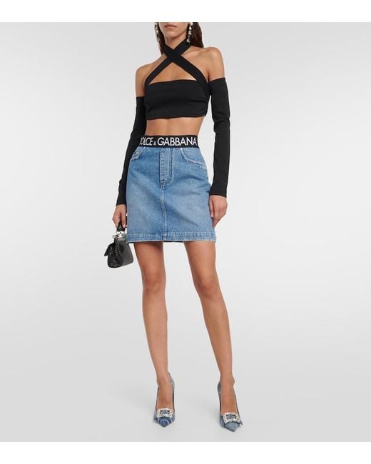 Dolce & Gabbana Blue High-waisted Denim Mini Skirt