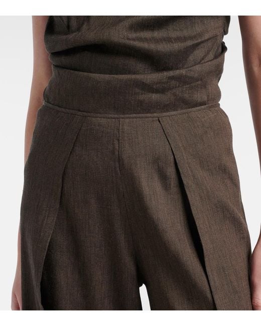 Proenza Schouler Brown Calla Linen-Blend Wide-Leg Pants