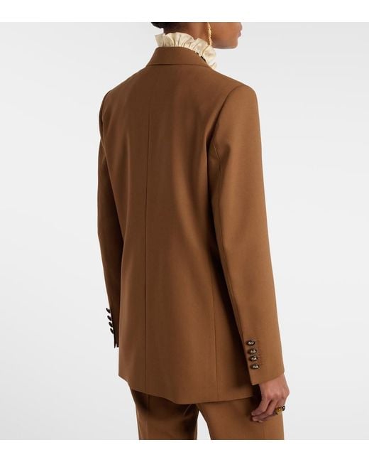 Etro Brown Double-Breasted Wool-Blend Blazer