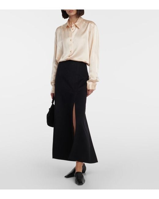 Khaite Natural Argo Silk Charmeuse Blouse