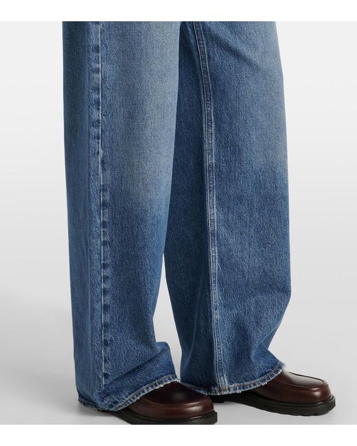 Agolde Blue Low Slung Baggy Mid-Rise Wide-Leg Jeans