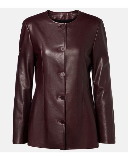 Nour Hammour Purple Maud Leather Blazer