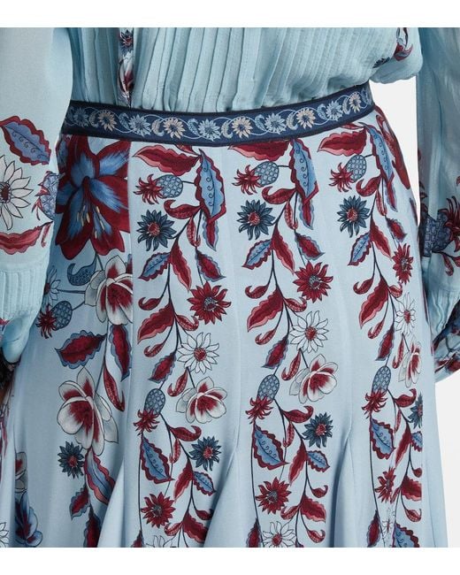 Farm Rio Blue Marcelle Pleated Maxi Skirt