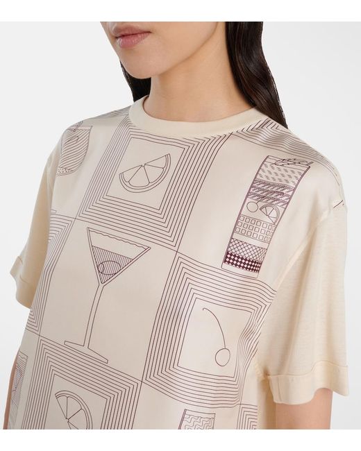 Loro Piana White Mazzorbo Printed Silk Jersey T-Shirt